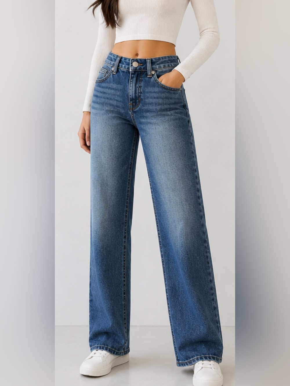 Nwt Flamingals Straight Leg Medium Wash Jeans